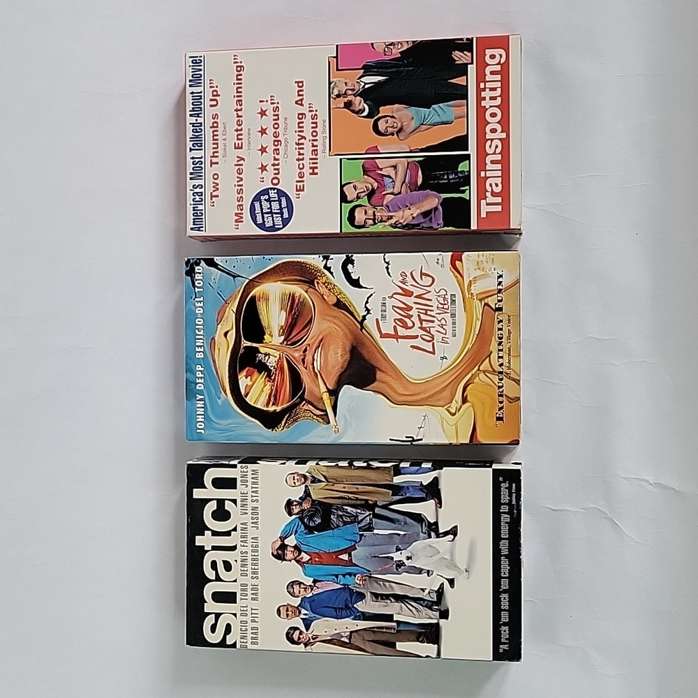 VHS Set of 3 Movies - Snatch, Trainspotting, Fear & Laothing in Las Vegas